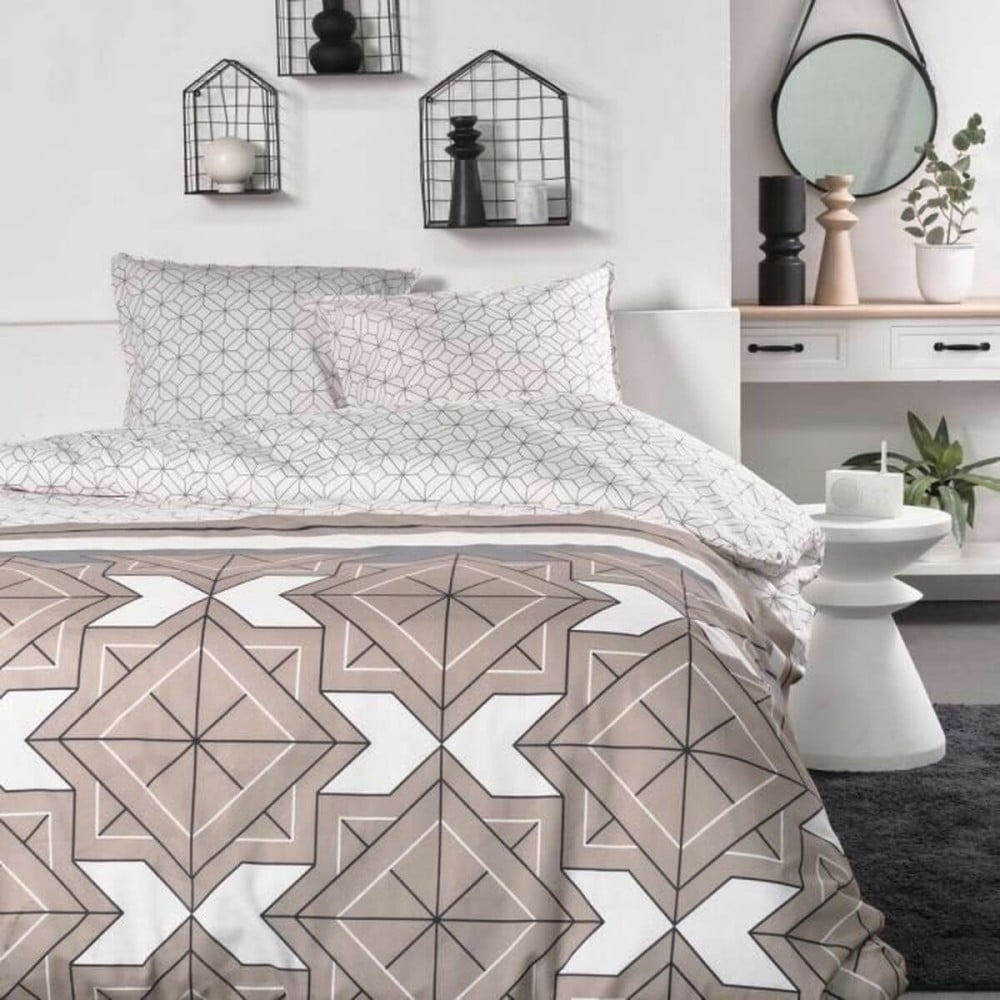 Bettbezug-Set TODAY Beige 240 x 200 cm Geometrisch