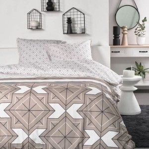 Bettbezug-Set TODAY Beige 240 x 200 cm Geometrisch