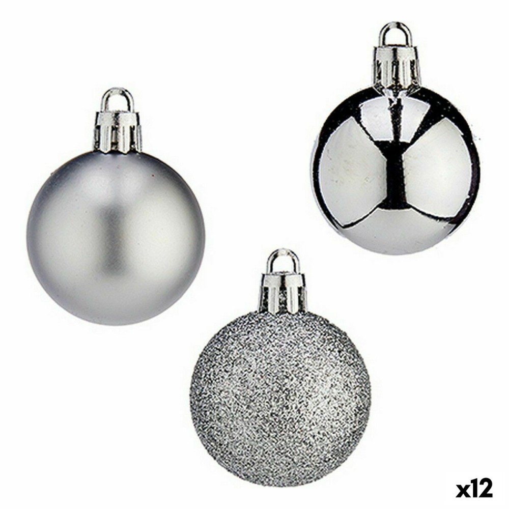 Lot de boules de Noël Krist+ K1912485-4 Argenté Plastique 4 cm (12 Unités)