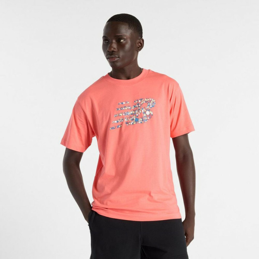 Herren Kurzarm-T-Shirt New Balance NAT LOGO SS MT51920 DTR Rosa