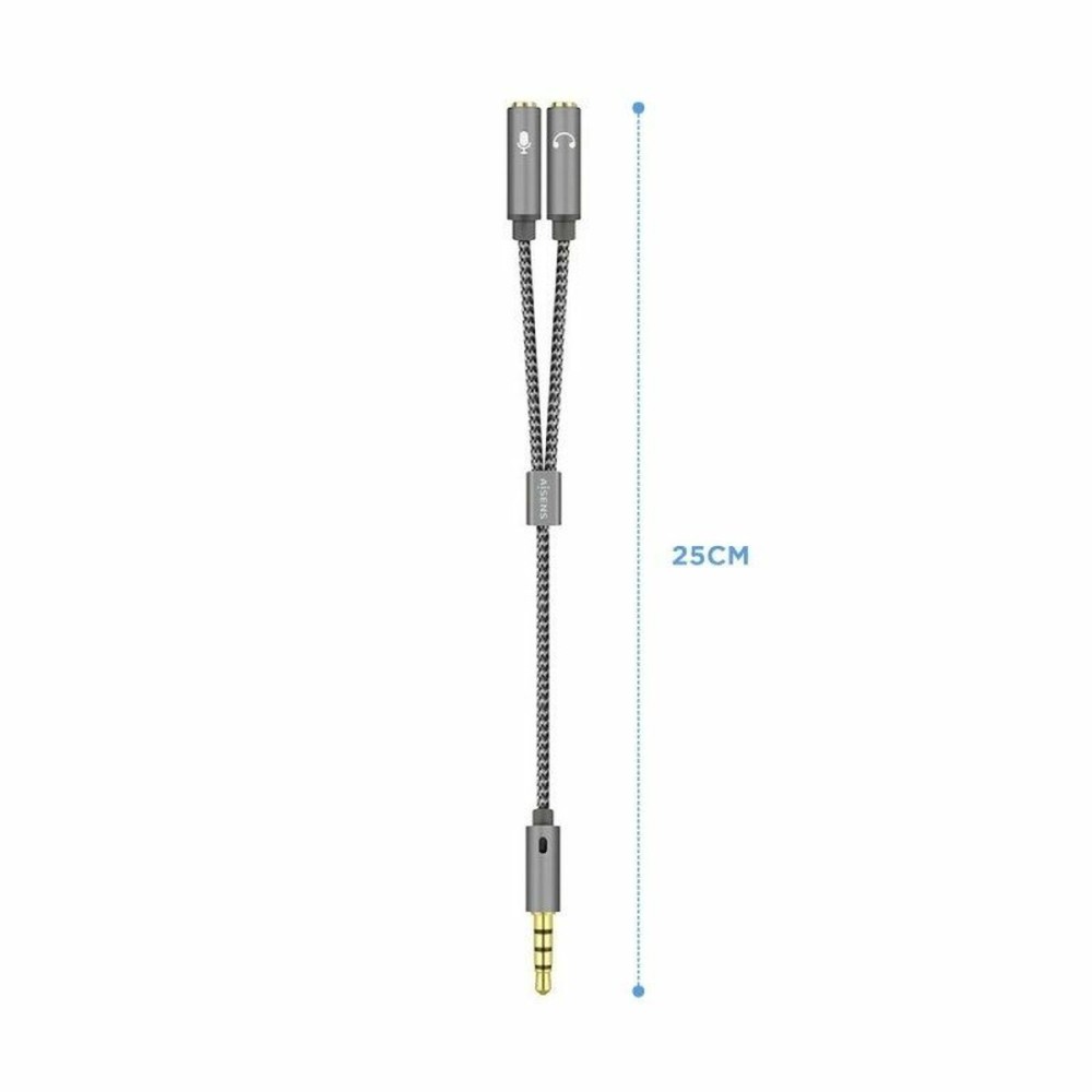 Klinkenadapter 3,5 mm Buchse auf Stecker Aisens A128-0415 Schwarz Grau 25 cm