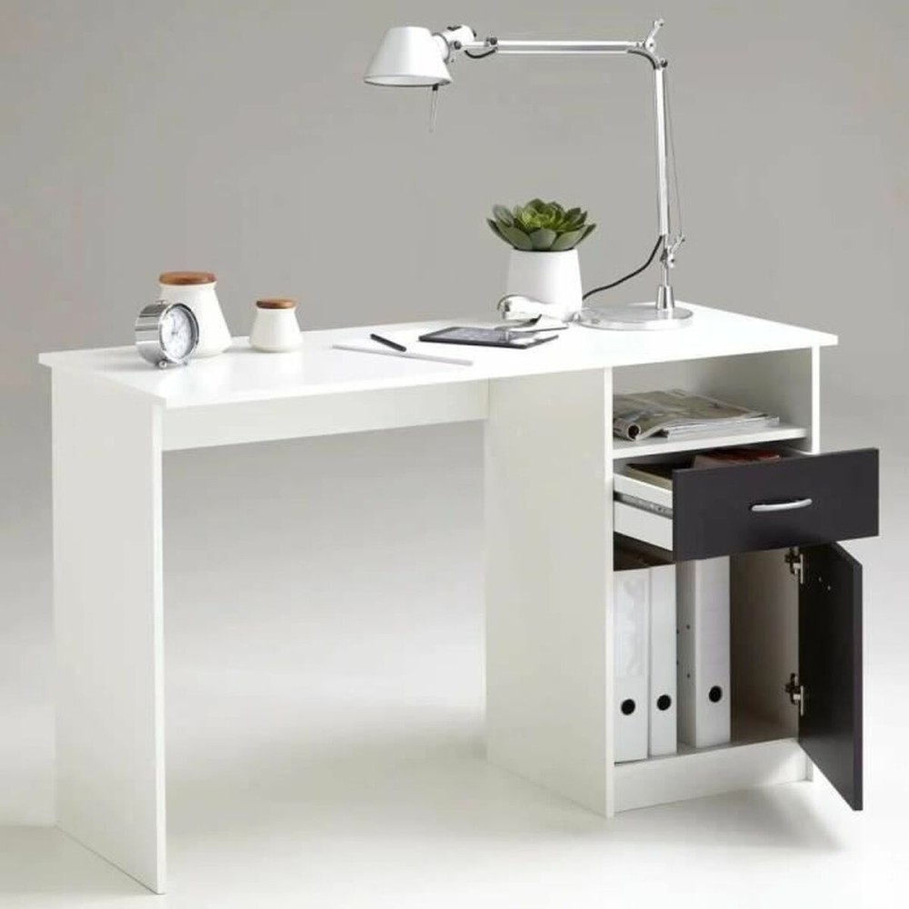 Bureau FMD JACKSON Blanc Noir 123 x 76,5 x 50 cm Bois