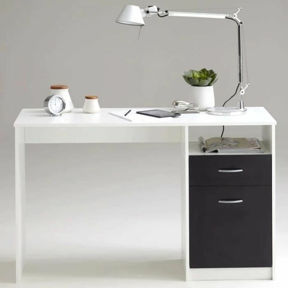Bureau FMD JACKSON Blanc Noir 123 x 76,5 x 50 cm Bois