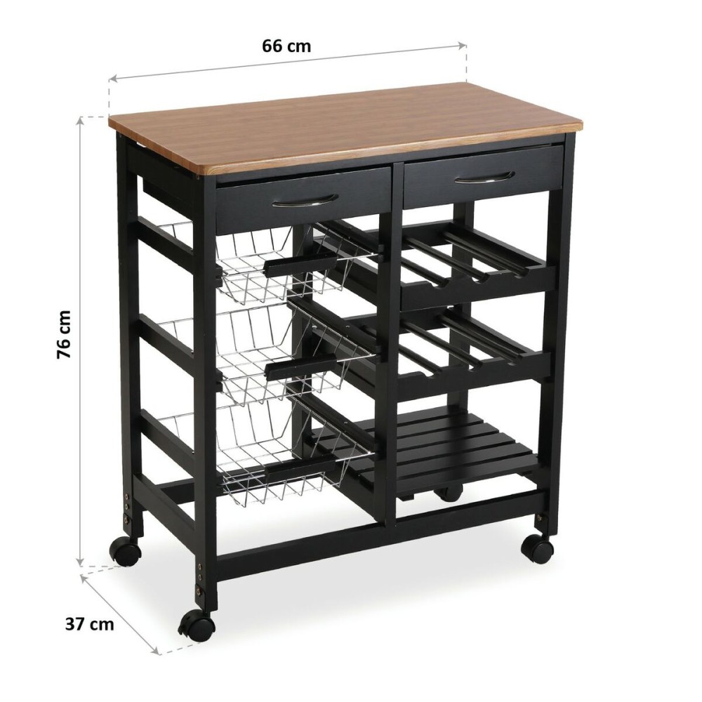 Vegetable trolley Versa BK MDF Wood (37 x 76 x 66 cm)