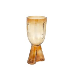 Vase Romimex Bernstein Glas Gesicht 16 x 32 x 16 cm