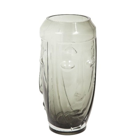 Vase Romimex Grey Glass Face 9 x 25 x 9 cm