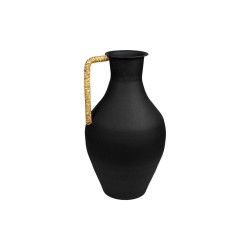 Vase Romimex Schwarz Metall korb 24 x 39 x 24 cm Mit Griff