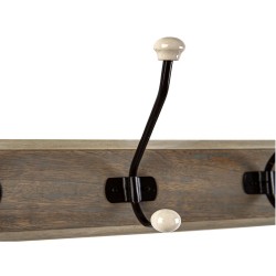 Wall mounted coat hanger Romimex Natural Wood Metal Ceramic 48 x 17 x 10 cm