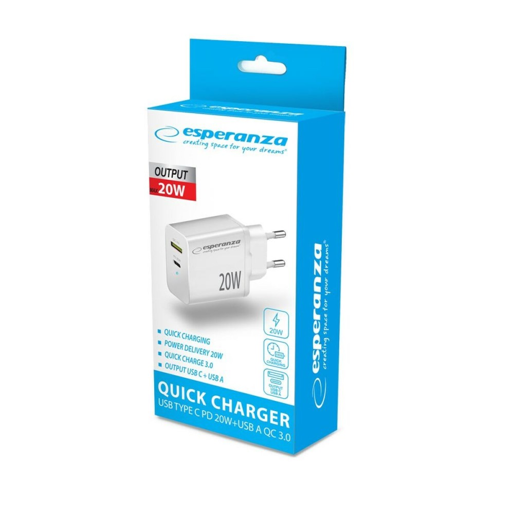 Chargeur mural Esperanza EZC105W Blanc 20 W