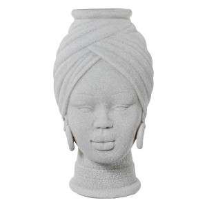 Vase Alexandra House Living White Ceramic African Woman 18 x 18 x 29 cm