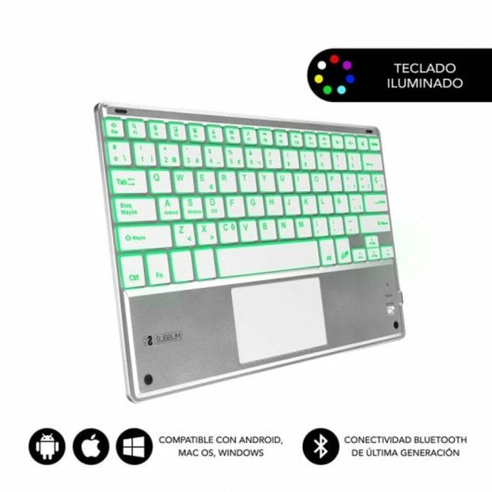 Keyboard and Touchpad Subblim SUB-KBT-SMBT50 Silver Spanish Qwerty QWERTY