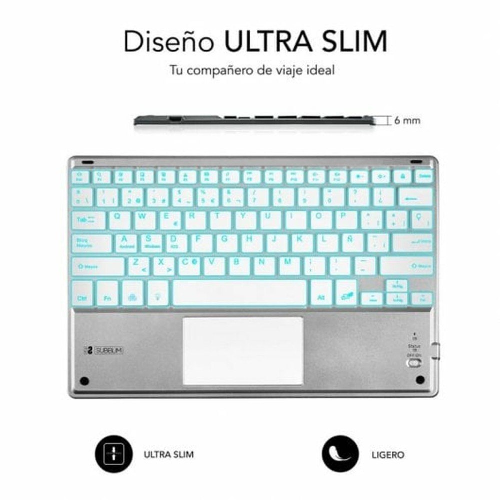 Keyboard and Touchpad Subblim SUB-KBT-SMBT50 Silver Spanish Qwerty QWERTY