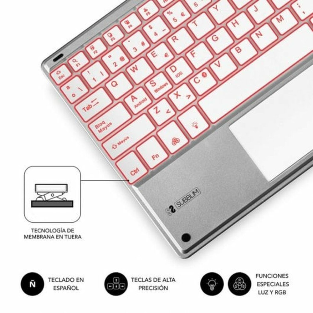 Keyboard and Touchpad Subblim SUB-KBT-SMBT50 Silver Spanish Qwerty QWERTY