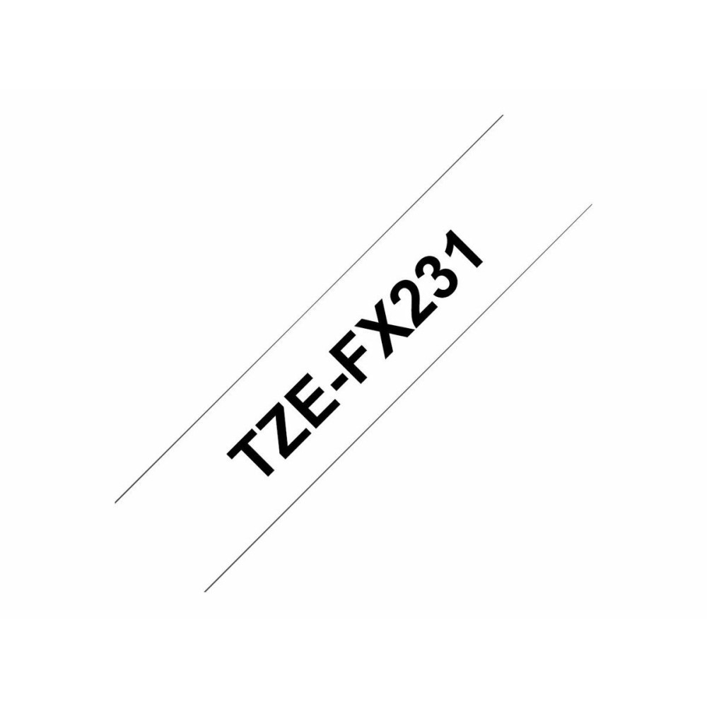 Ruban Laminé pour Etiqueteuses Brother TZEFX231 Noir/Blanc 12 mm 12 mm x 8 m