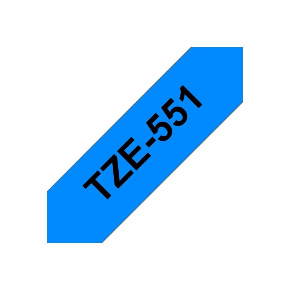 Ruban Laminé pour Etiqueteuses Brother TZE-551 Noir/Bleu 24 mm x 8 m