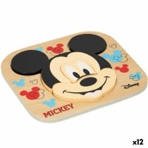 Puzzle enfant en bois Disney Mickey Mouse + 12 Mois 6 Pièces (12 Unités)