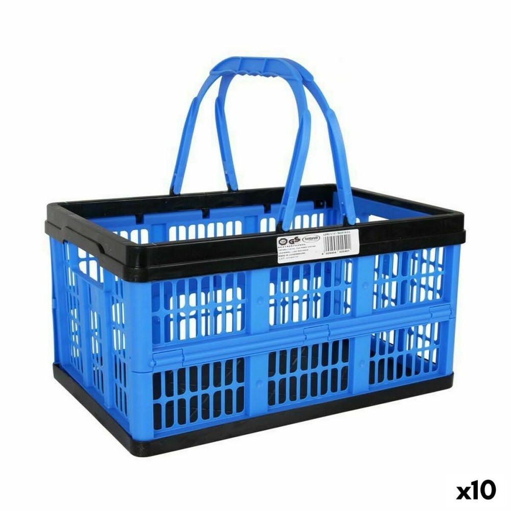 Folding Box with Handles Tontarelli Voilà Blue 16 L 39 x 25,5 x 21 cm (10 Units)