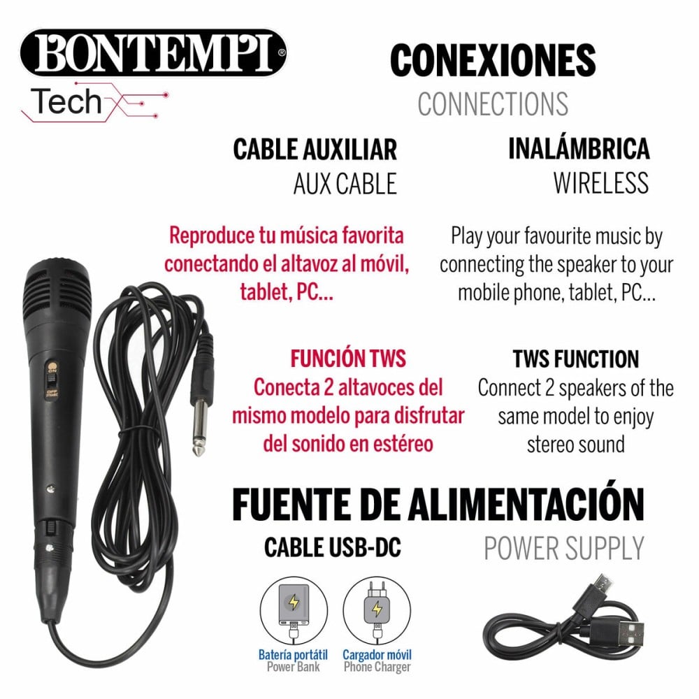 Enceinte avec Microphone Karaoké Bontempi 4 Unités