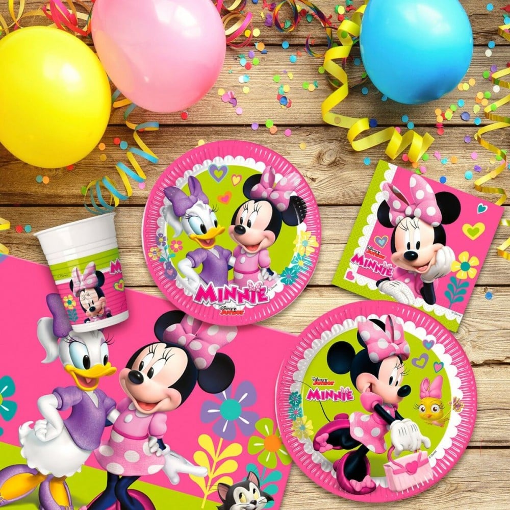 Set d'articles de fête Minnie Mouse Happy Deluxe 16 89 Pièces