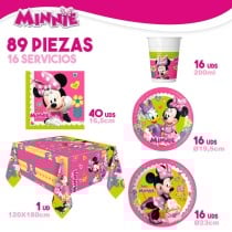 Set d'articles de fête Minnie Mouse Happy Deluxe 16 89 Pièces