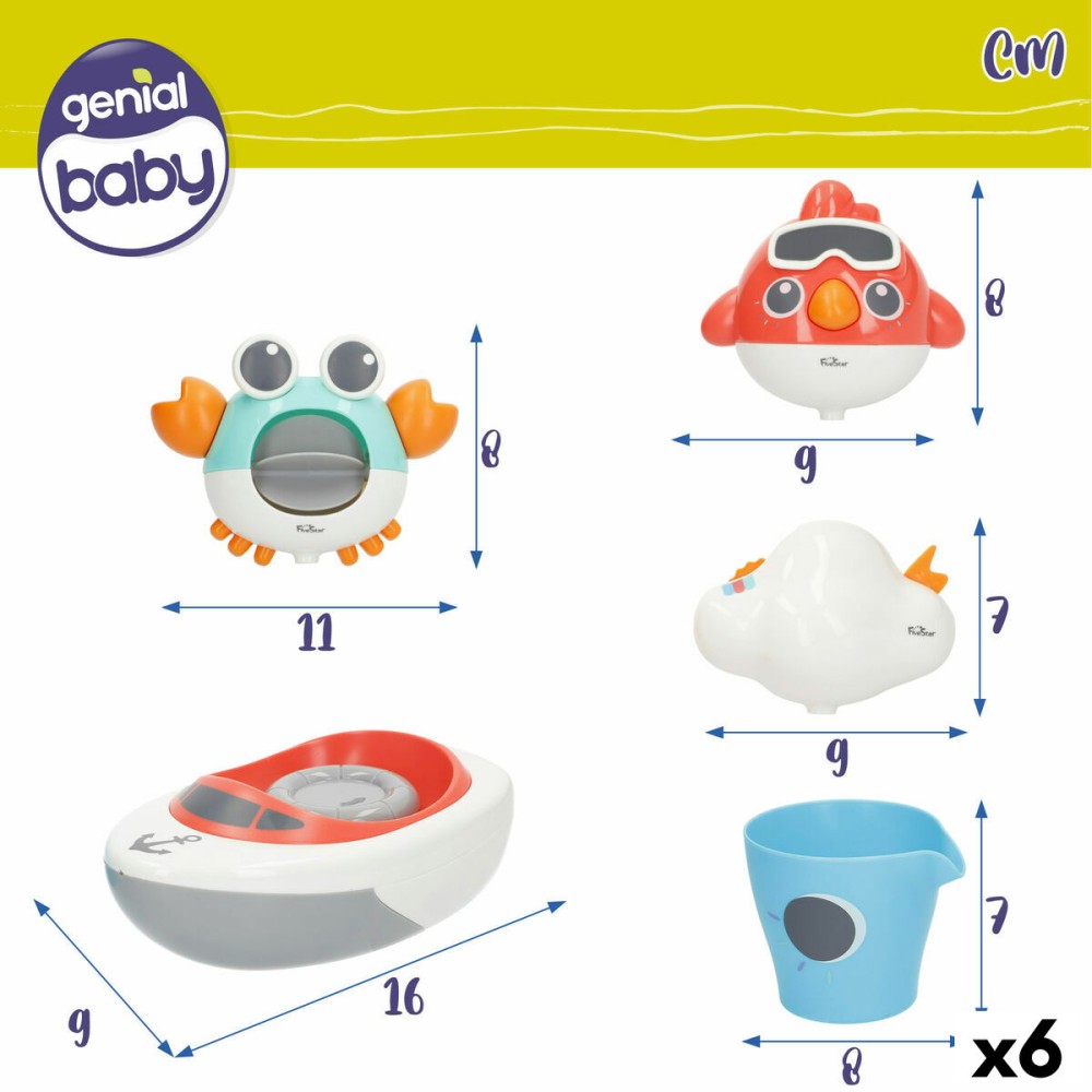 Jouet Pour le Bain Colorbaby 16 x 6,5 x 9 cm 6 Unités