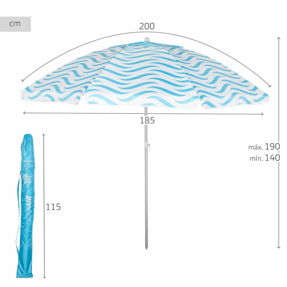 Sonnenschirm Aktive Blau Ø 200 cm 200 x 190 x 200 cm (6 Stück)