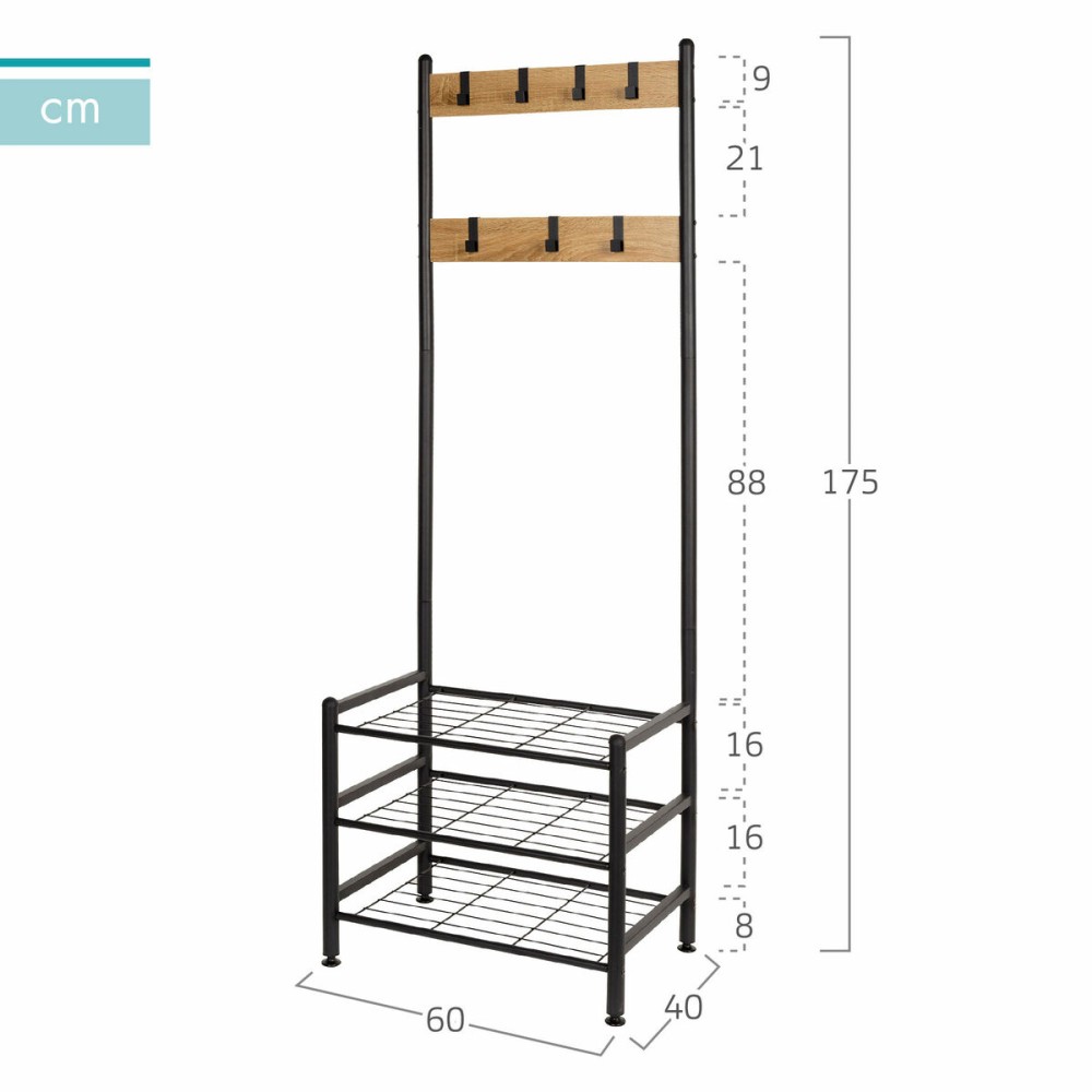 Garderobe mit Einlegeboden Max Home Stahl Melamine Spanplatte Minimalistisch 60 x 175 x 40 cm
