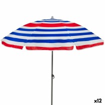 Parasol de plage Aktive Bleu Rouge Multicouleur Argenté Ø 160 cm 160 x 167 x 160 cm (12 Unités)