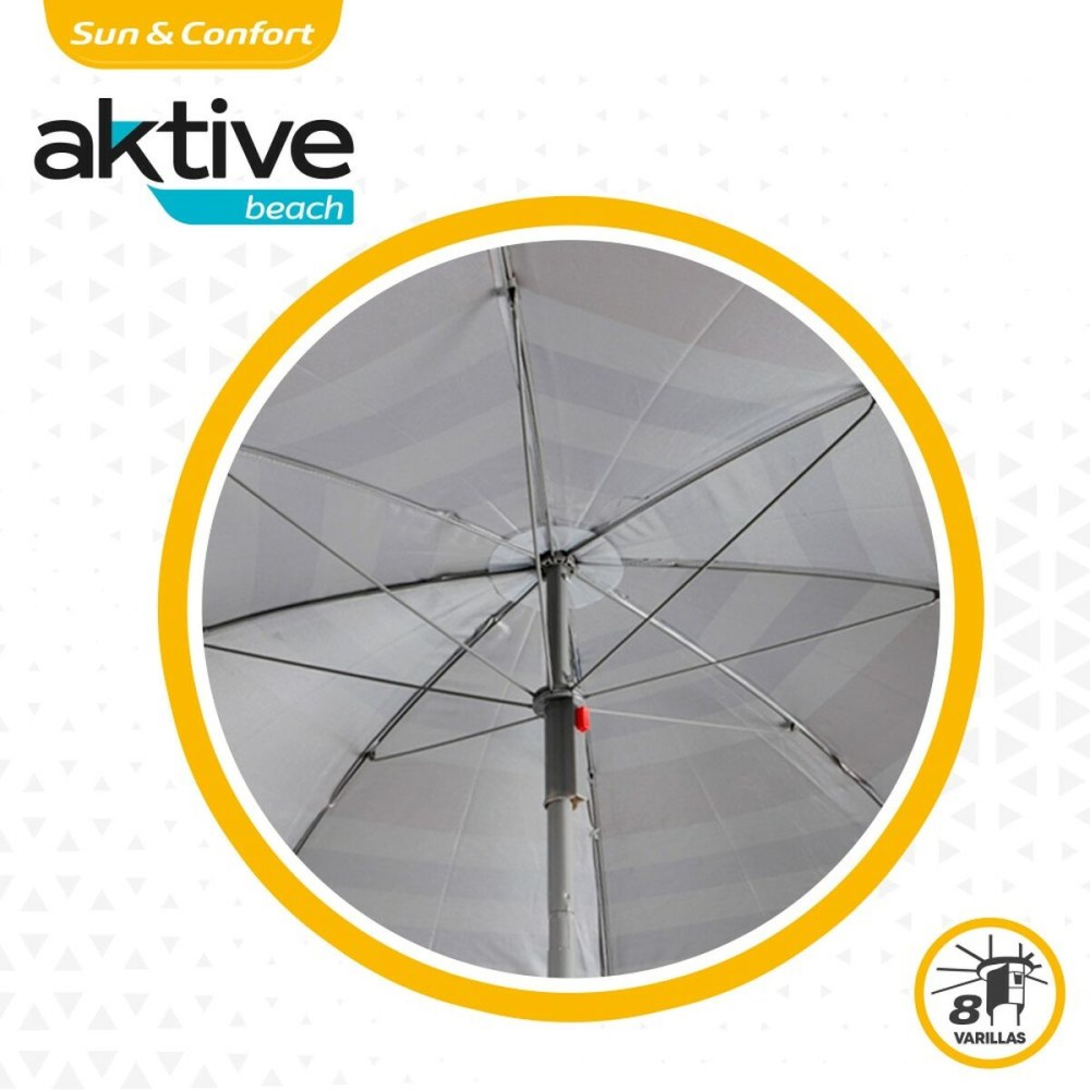 Parasol de plage Aktive Bleu Rouge Multicouleur Argenté Ø 160 cm 160 x 167 x 160 cm (12 Unités)