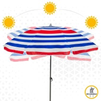 Parasol de plage Aktive Bleu Rouge Multicouleur Argenté Ø 160 cm 160 x 167 x 160 cm (12 Unités)