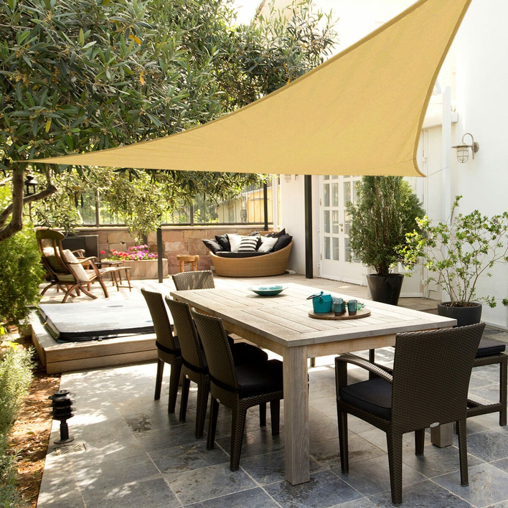 Voile d'ombrage Aktive Crème 500 x 0,3 x 500 cm Triangulaire (4 Unités)