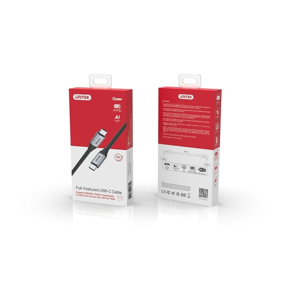 Câble USB C Unitek C14082ABK Noir 1 m