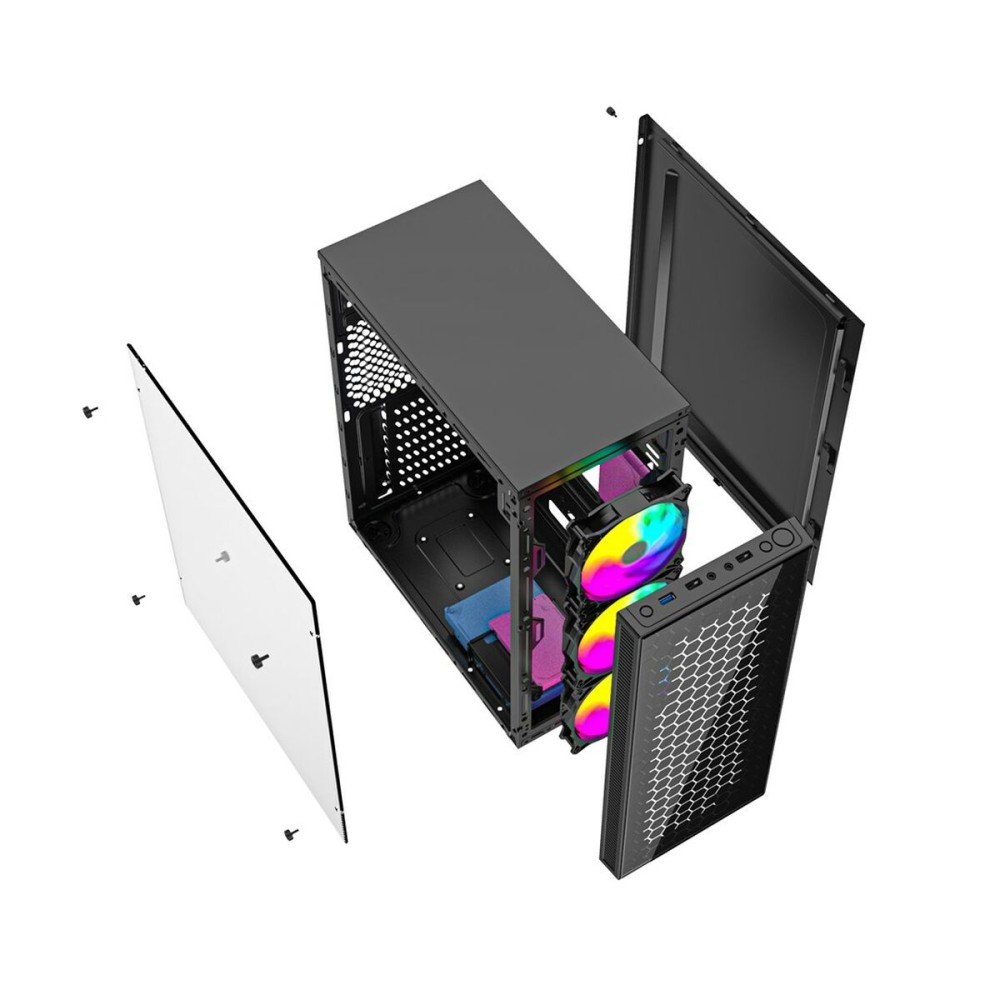 Boîtier ATX semi-tour GEMBIRD CCC-FC-500 Noir Multicouleur