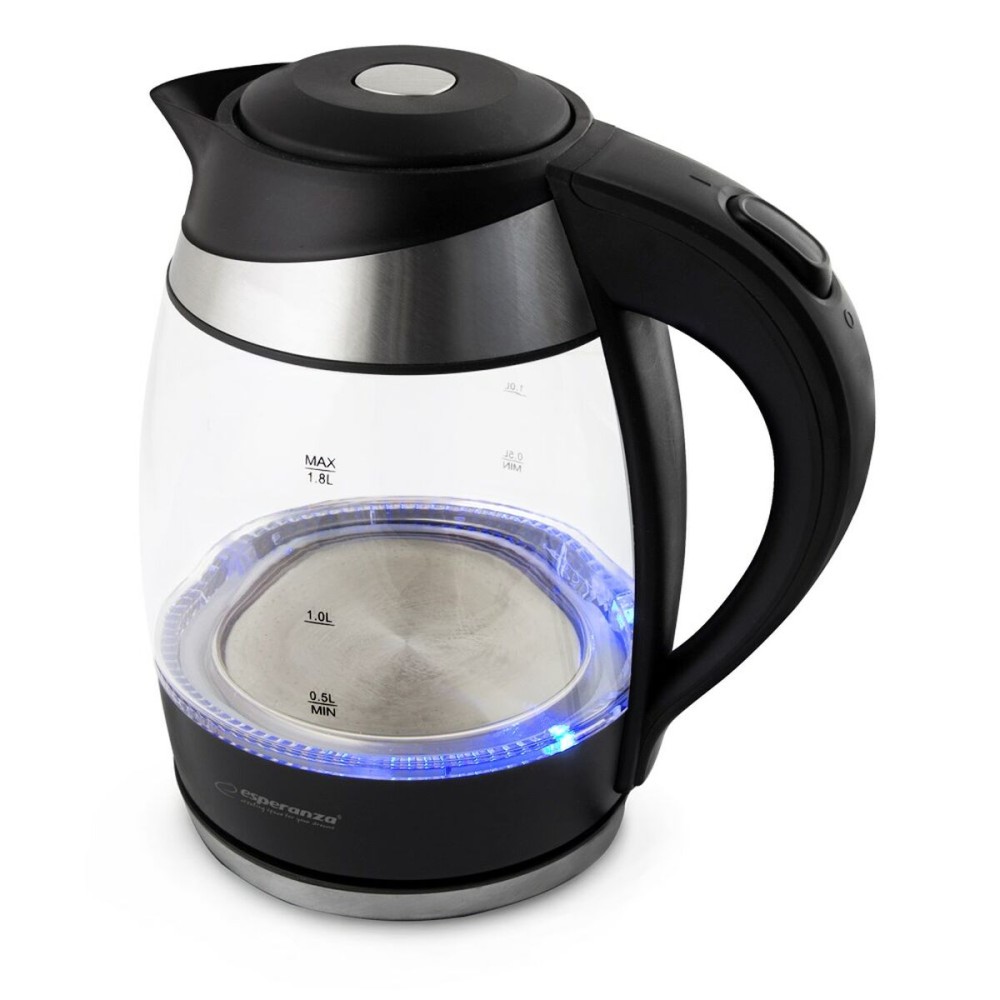 Wasserkocher mit Elektrischer Teekanne Esperanza EKK009 Schwarz Glas Kunststoff 2200 W 1,8 L