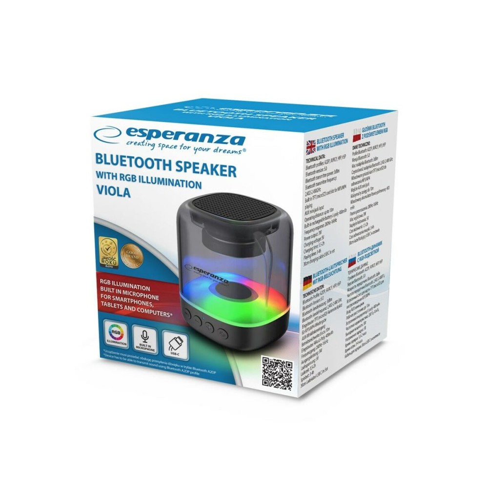 Haut-parleurs bluetooth portables Esperanza EP154 Noir