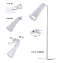 Tischleuchte Activejet AJE-IDA 4in1 Weiß 80 Metall Kunststoff 150 Lm 5 W