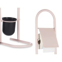 Dérouleur papier toilette avec pot à balai 16 x 28,5 x 80,8 cm Rose Métal Plastique Bambou (4 Unités)