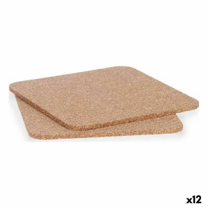 Kit de sets de table Dessous de plat Naturel Liège 18 x 0,5 x 18 cm (12 Unités)