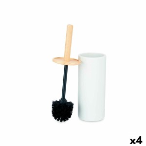 Brosse de salle de wc Berilo B5456BC-5 - 439 Blanc Bois Résine 10,2 x 38 x 10,2 cm (4 Unités)