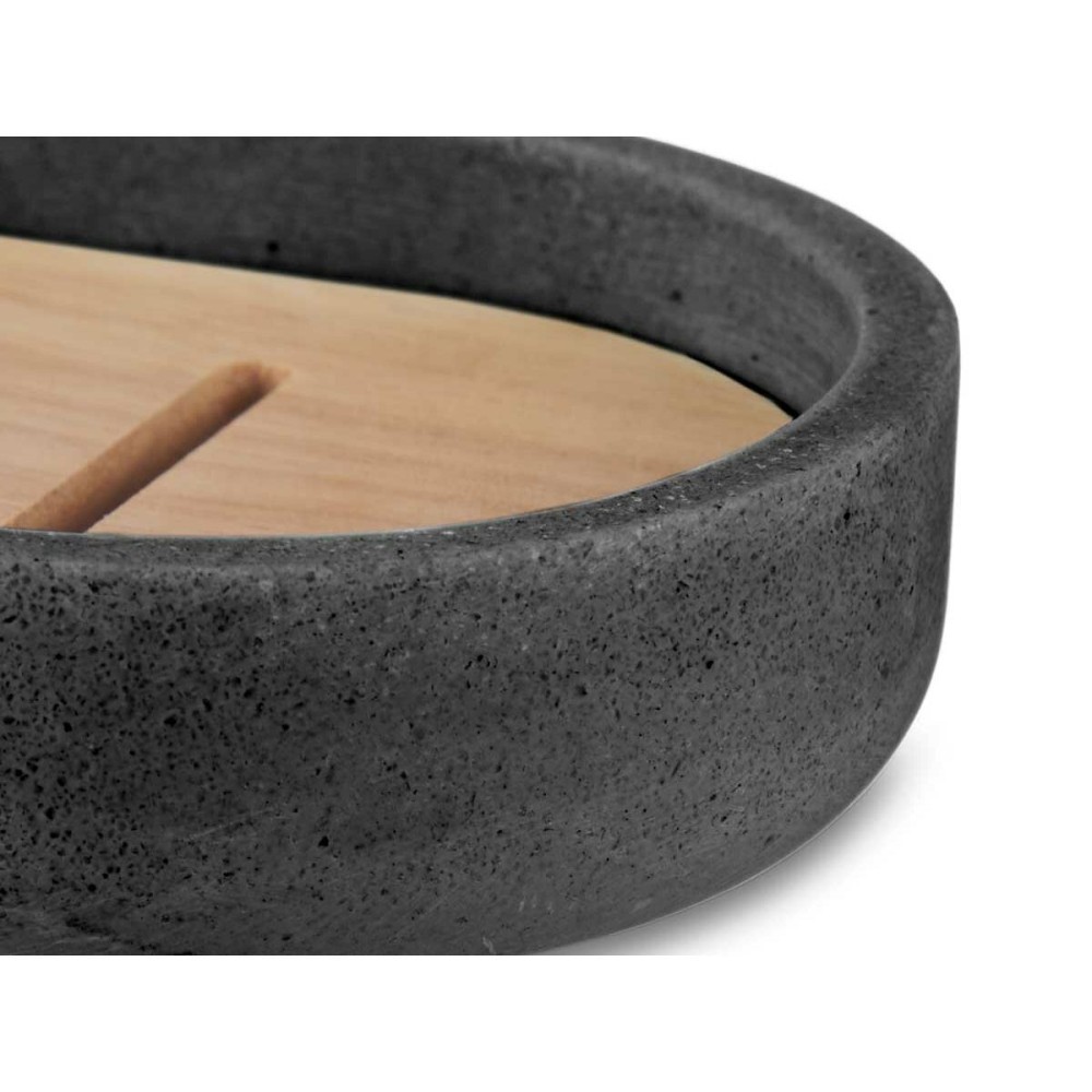 Soap dish Berilo B5456BC-4 - 454 Black Resin Bamboo 12,5 x 2,5 x 8,5 cm (6 Units)