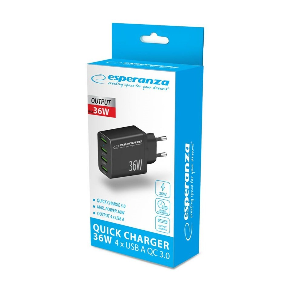 Chargeur mural Esperanza EZC107K Noir