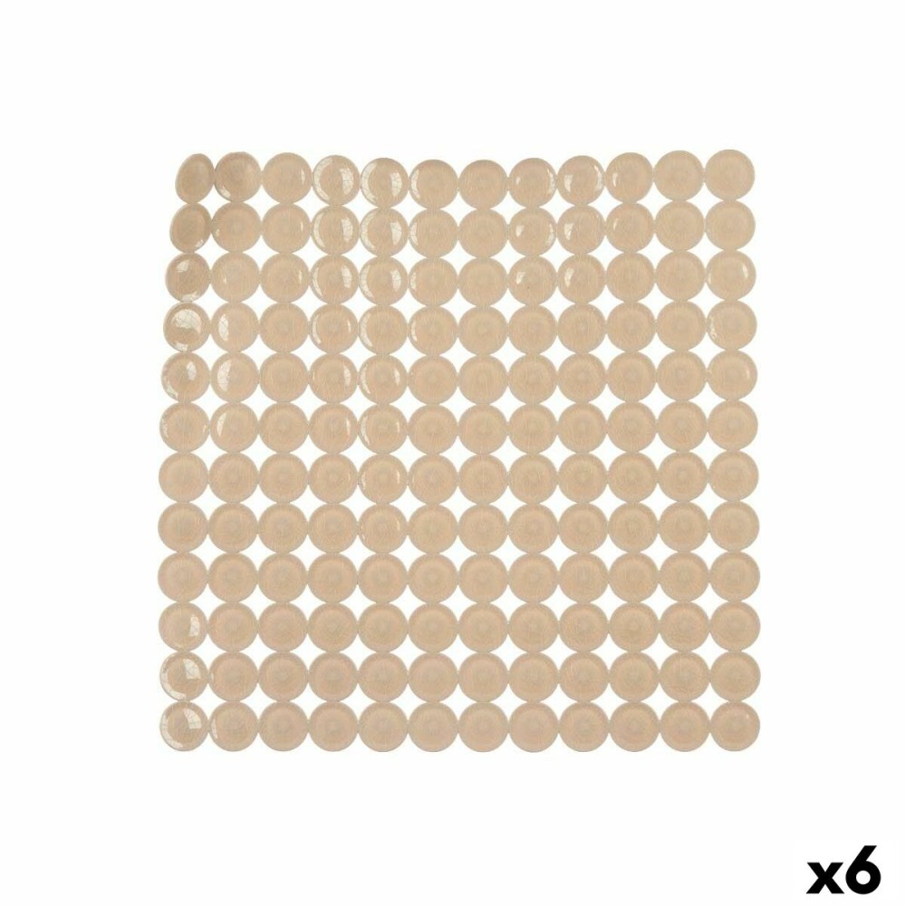 Non-slip Shower Mat Berilo 90980 Beige PVC 54 x 54 x 1 cm (6 Units)