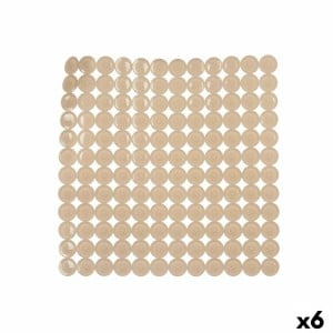 Tapis de Douche Antidérapant Beige PVC 54 x 54 x 1 cm (6 Unités)