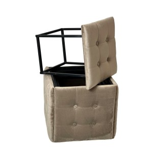 Stuhl-Set GO GIFT Transformer Capuccino Samt Stahl 50 x 50 x 50 cm Puff 5 in 1 5 Stück