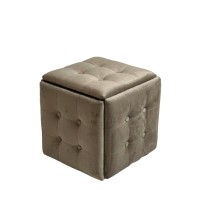 Stuhl-Set GO GIFT Transformer Capuccino Samt Stahl 50 x 50 x 50 cm Puff 5 in 1 5 Stück