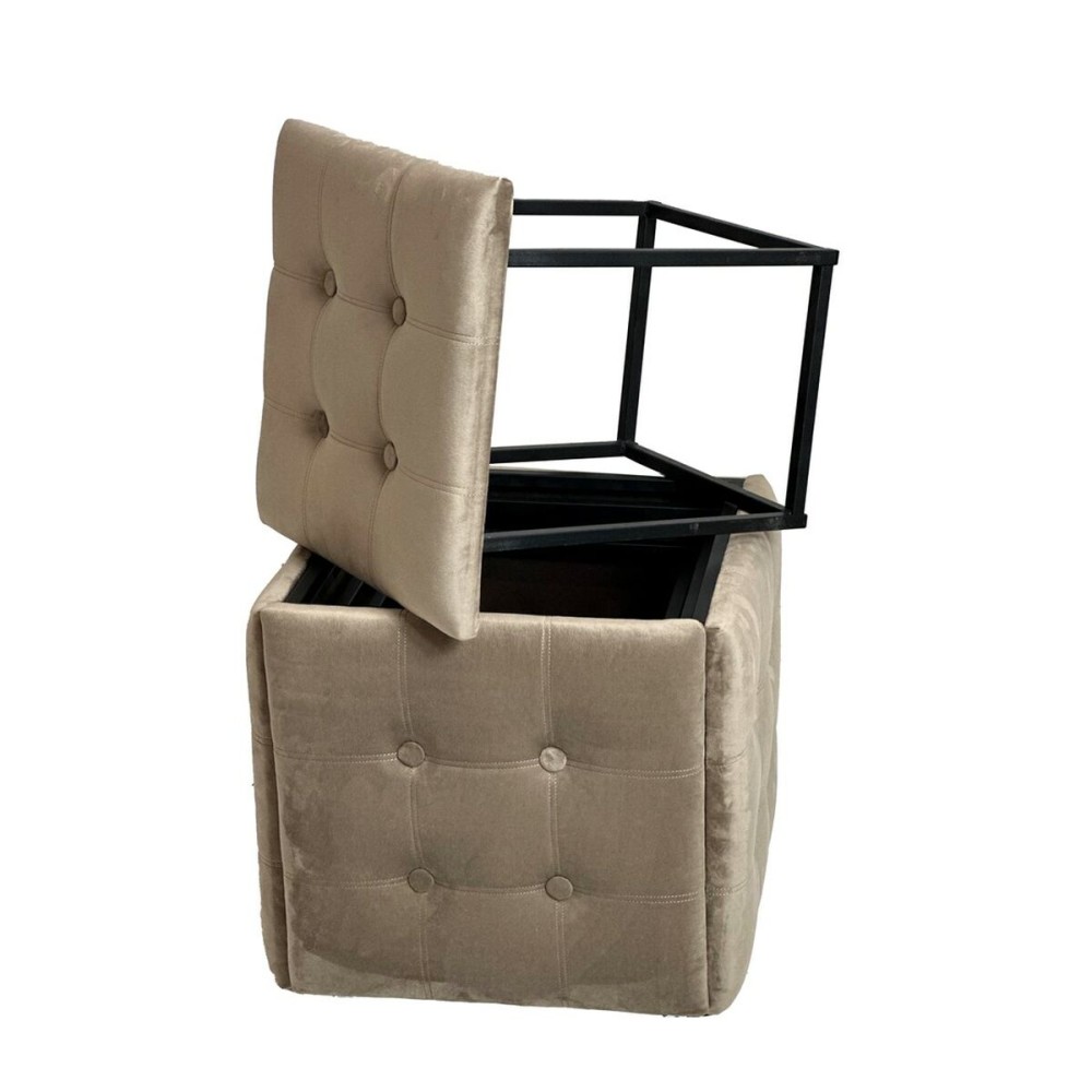 Jeu de tabourets GO GIFT Transformer Capuccino Velours Acier 50 x 50 x 50 cm Pouf 5 en 1 5 Unités