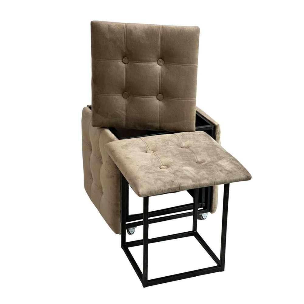 Set of stools GO GIFT Transformer Capuccino Velvet Steel 50 x 50 x 50 cm Pouffe 5-in-1 5 Units
