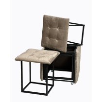 Stuhl-Set GO GIFT Transformer Capuccino Samt Stahl 50 x 50 x 50 cm Puff 5 in 1 5 Stück