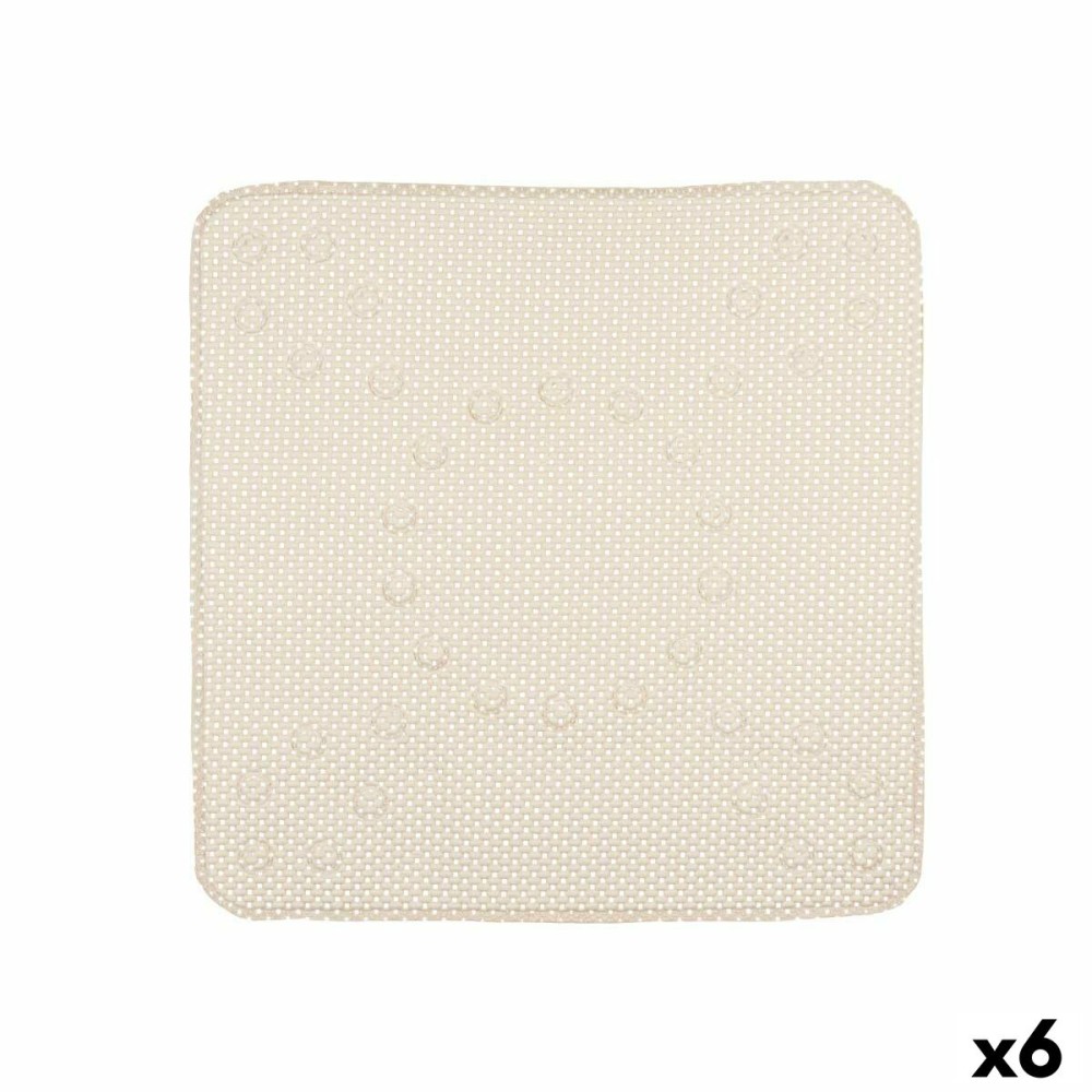 Tapis de Douche Antidérapant Beige PVC 53 x 52,5 x 1 cm (6 Unités)