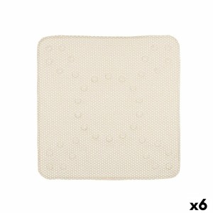 Tapis de Douche Antidérapant Beige PVC 53 x 52,5 x 1 cm (6 Unités)